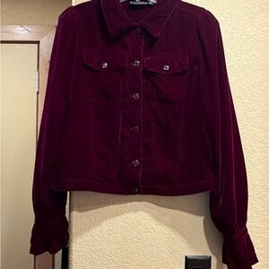 Gby Guiliana Sz M Plush Velvet Jacket in Deep Burgundy